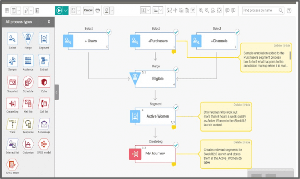 Unica Journey within a Campaign flowchart